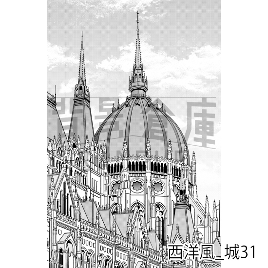 【トーンつき背景】西洋風_背景素材集19(城)
