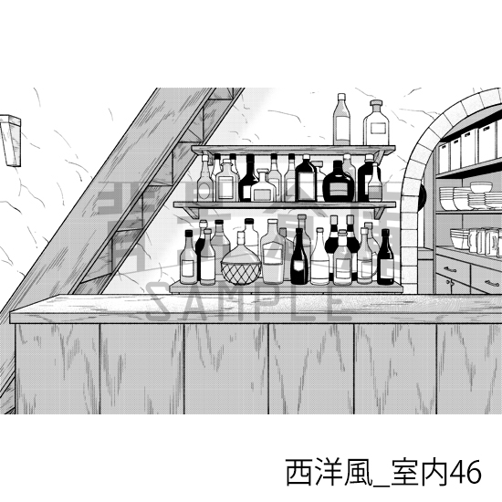 【トーンつき背景】西洋風_背景素材集20(酒場)