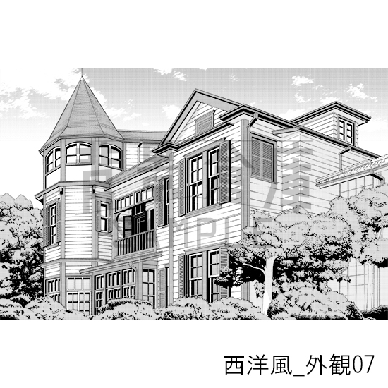 【トーンつき背景】西洋風_背景素材集21(外観)