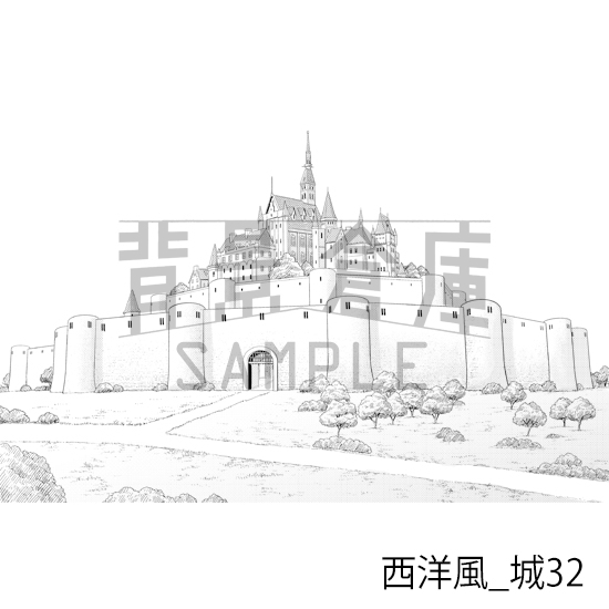 【トーンつき背景】西洋風_背景素材集22(城)