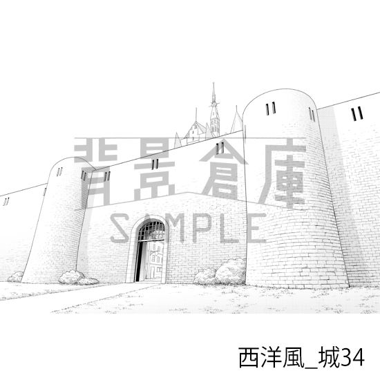 【トーンつき背景】西洋風_背景素材集22(城)