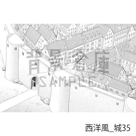 【トーンつき背景】西洋風_背景素材集22(城)