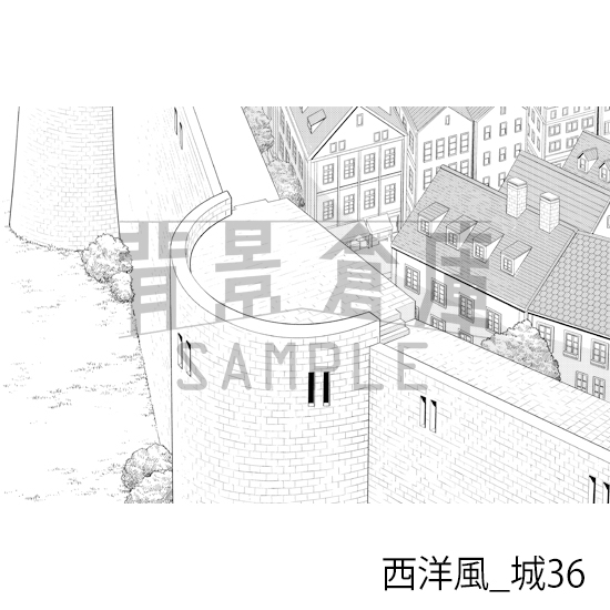 【トーンつき背景】西洋風_背景素材集22(城)