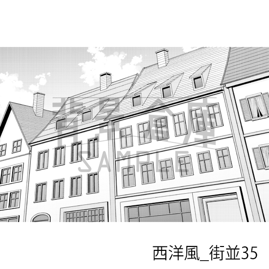 【トーンつき背景】西洋風_背景素材集23(街並)