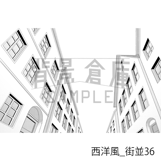 【トーンつき背景】西洋風_背景素材集23(街並)