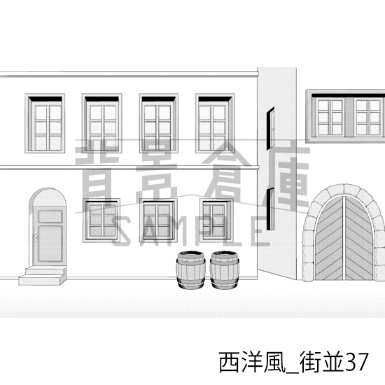 【トーンつき背景】西洋風_背景素材集23(街並)