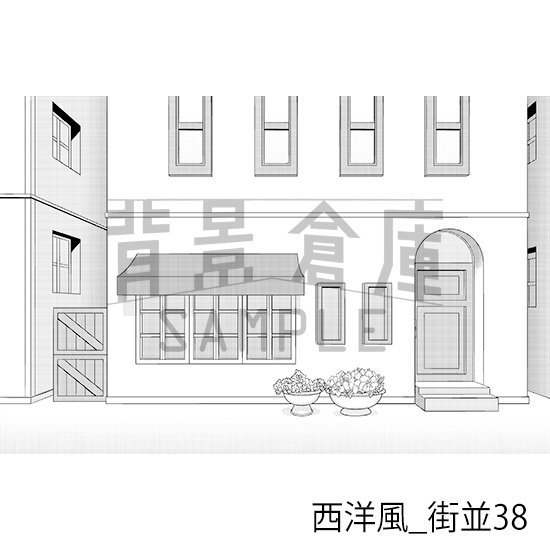 【トーンつき背景】西洋風_背景素材集23(街並)