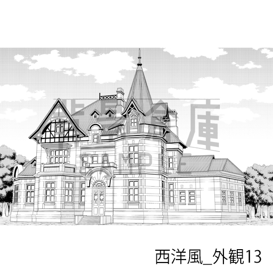 【トーンつき背景】西洋風_背景素材集24(外観)