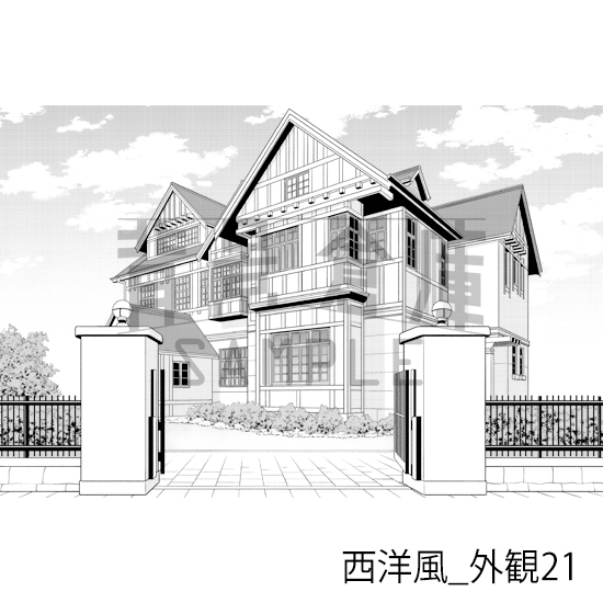 【トーンつき背景】西洋風_背景素材集25(外観)