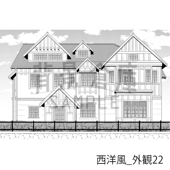 【トーンつき背景】西洋風_背景素材集25(外観)