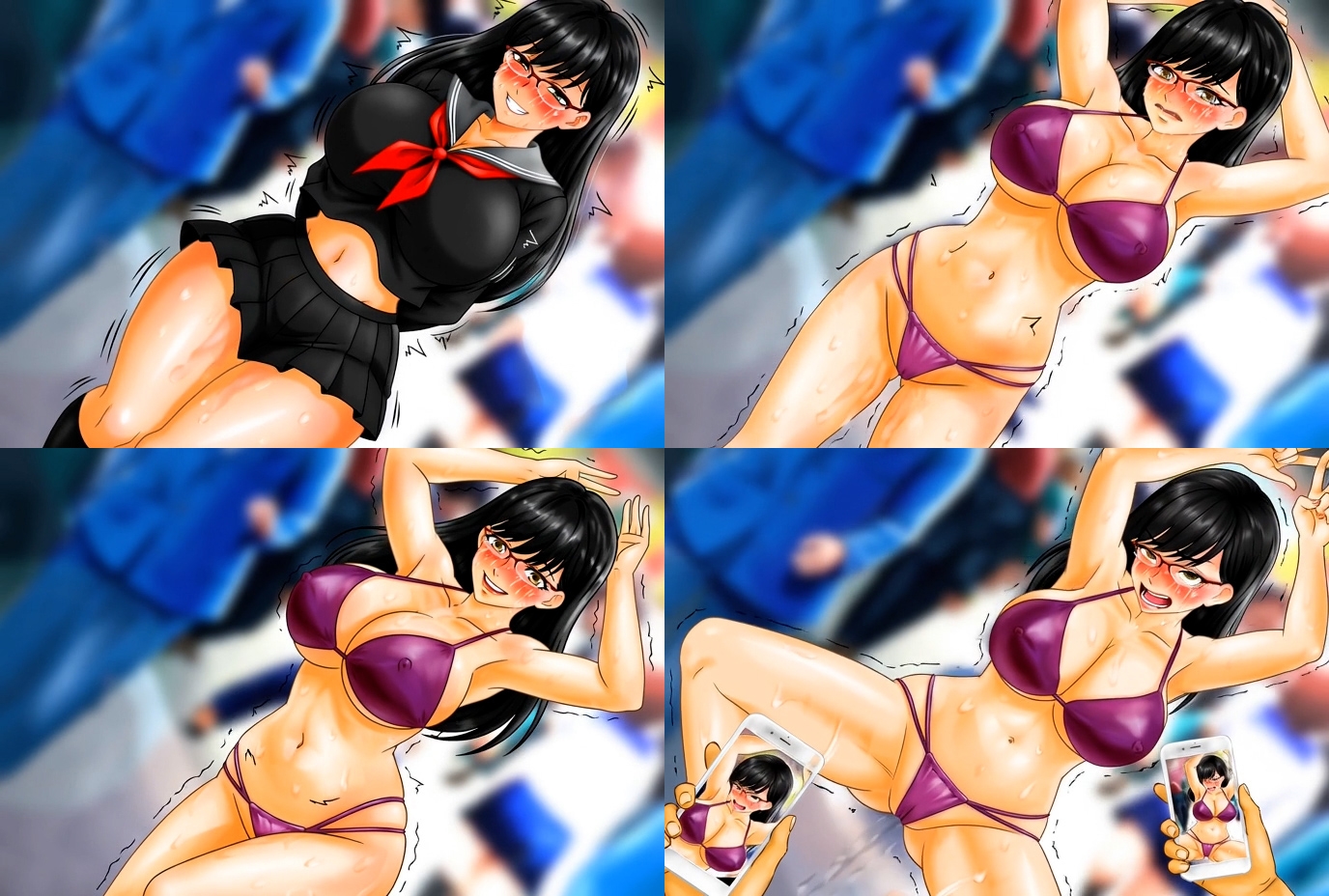 爆乳眼鏡女子・魔法少女・テニス女子、催○発情強○露出絶頂管理ミニアニメーション集 画像2