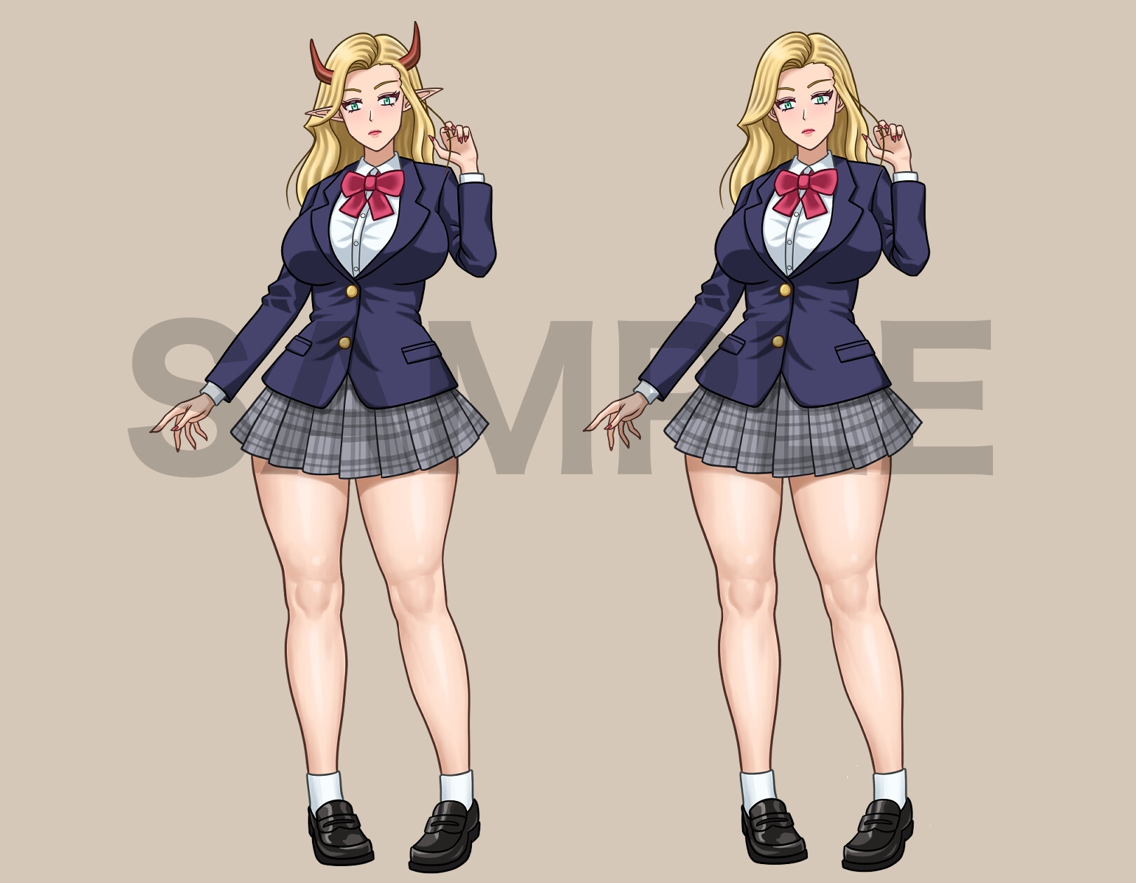 立ち絵素材、金髪魔族の女子高生、C98