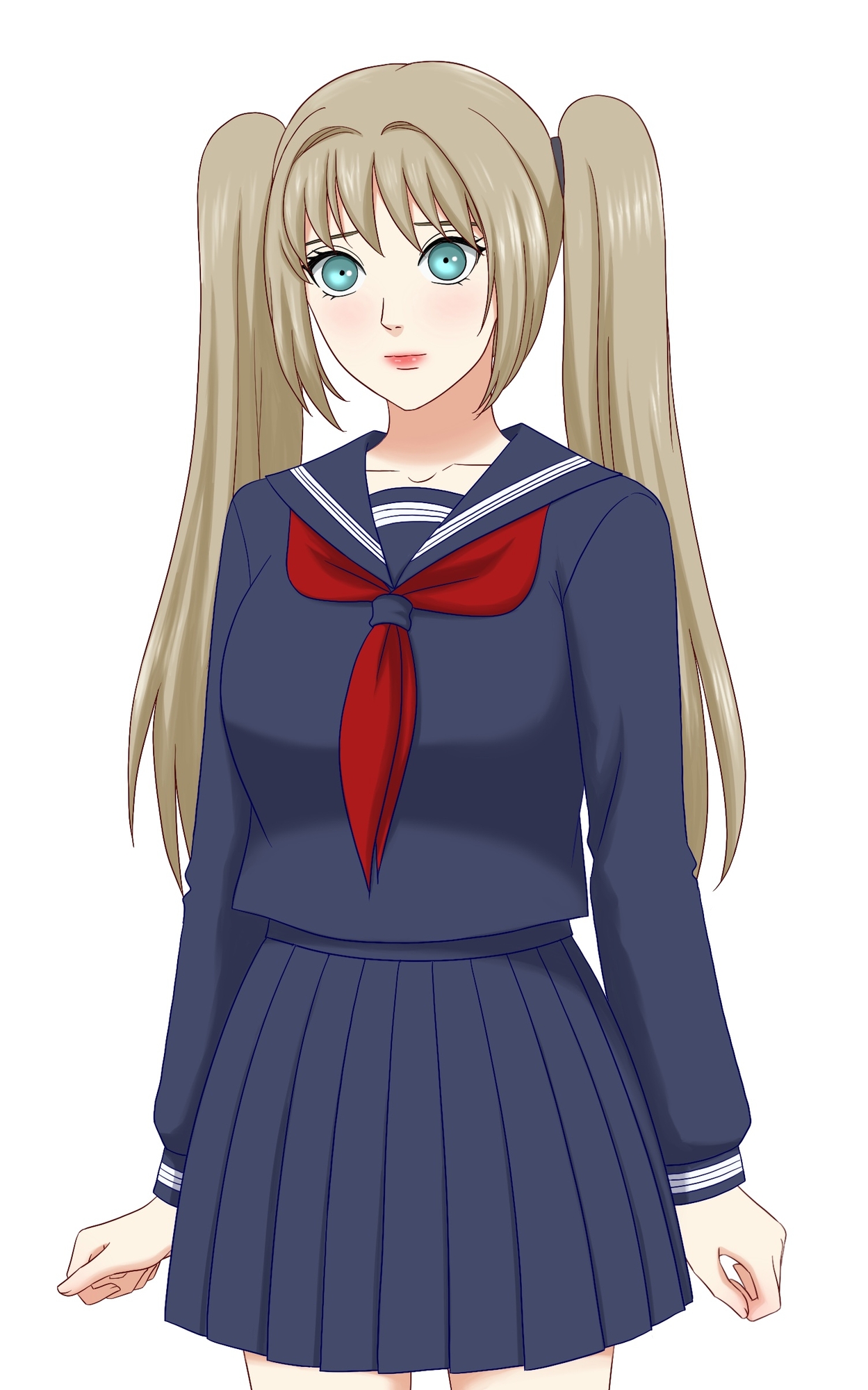 レイヤー分け女性キャラ立ち絵素材(PSD)