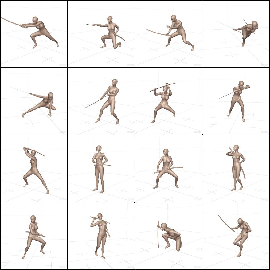 作画用の戦闘ポーズ集 女・刀編