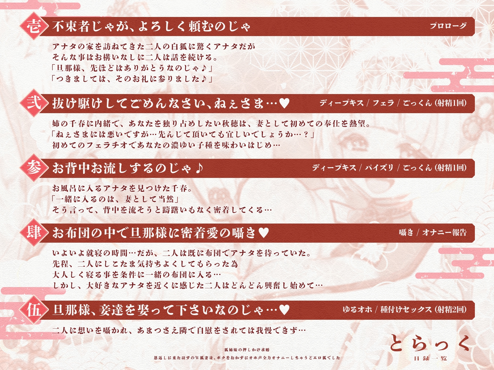 狐姉妹の押しかけ求婚〜恩返しに来たはずのW狐妻は、ボクをおかずにオホ声全力オナニーしちゃうどエロ狐でした〜【KU100収録】 画像3