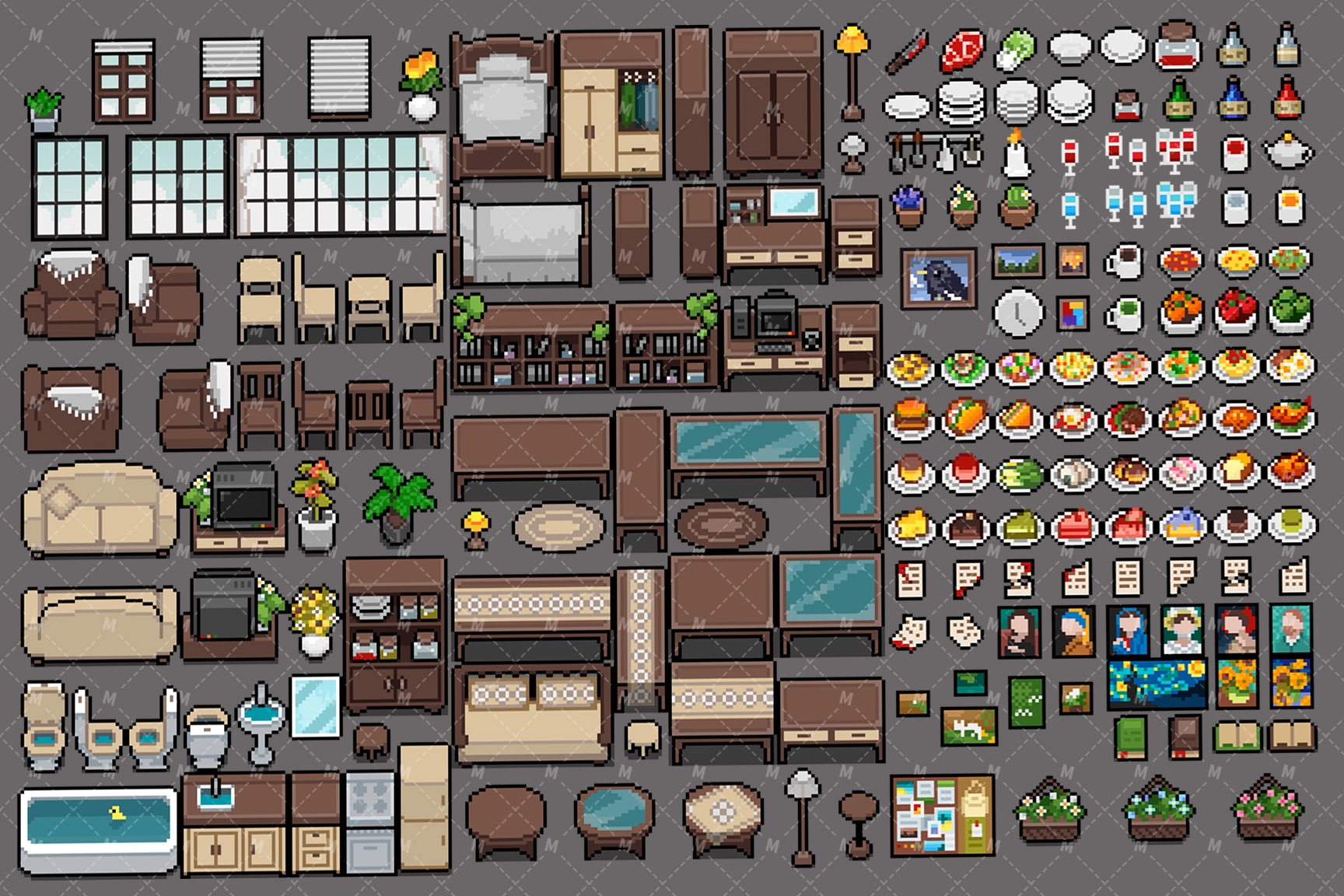 RPGmakerMV/MZ ピクセルインテリア家具リソースパック