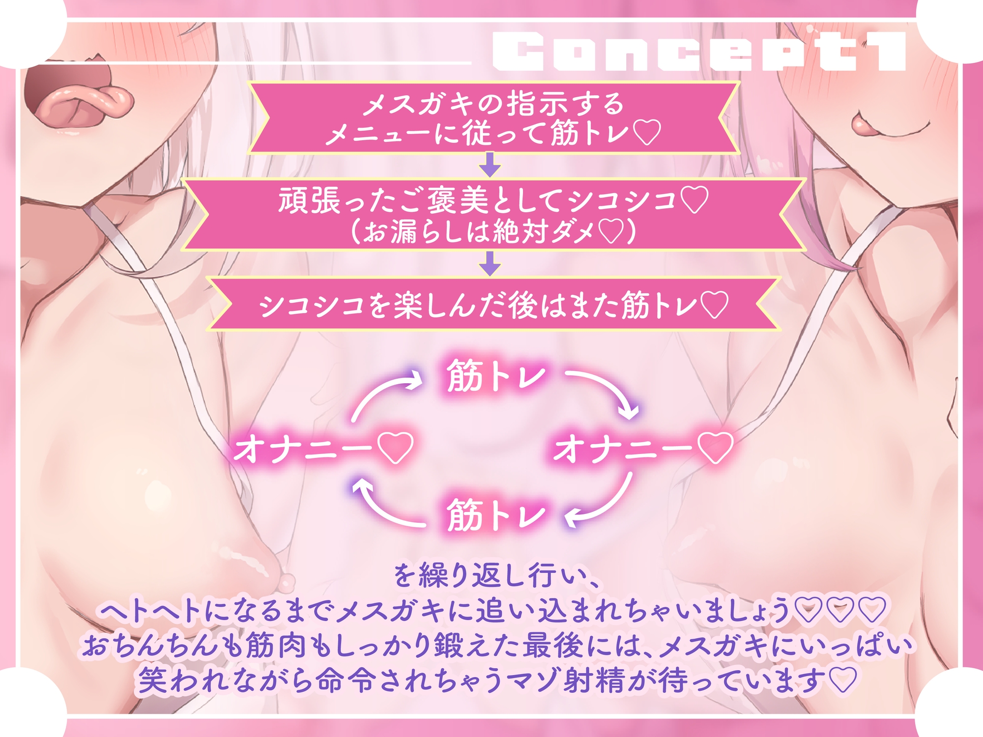 生意気なメ○ガキ双子インストラクターの射精禁止いじわるオナサポトレーニング♡【筋トレのご褒美でシコシコ寸止めオナニー♡】 画像2