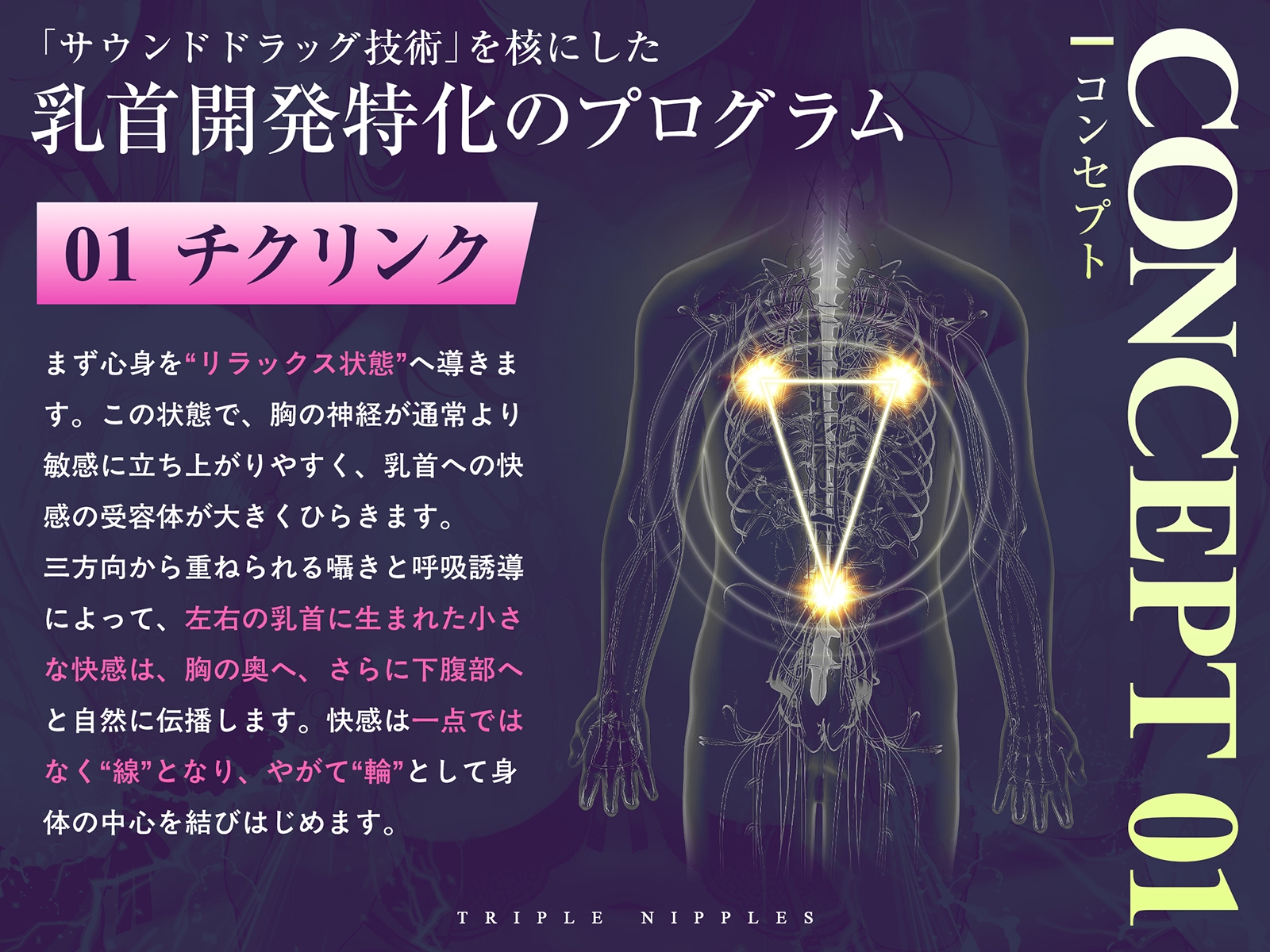 【チクリンク】乳首トリプル～変性意識と音響誘導で乳首がくすぐったいだけのあなたも「全身オーガズム」へと導くかんたん乳首開発～ 画像4