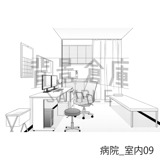 【トーンつき背景】病院_背景素材集3(室内)