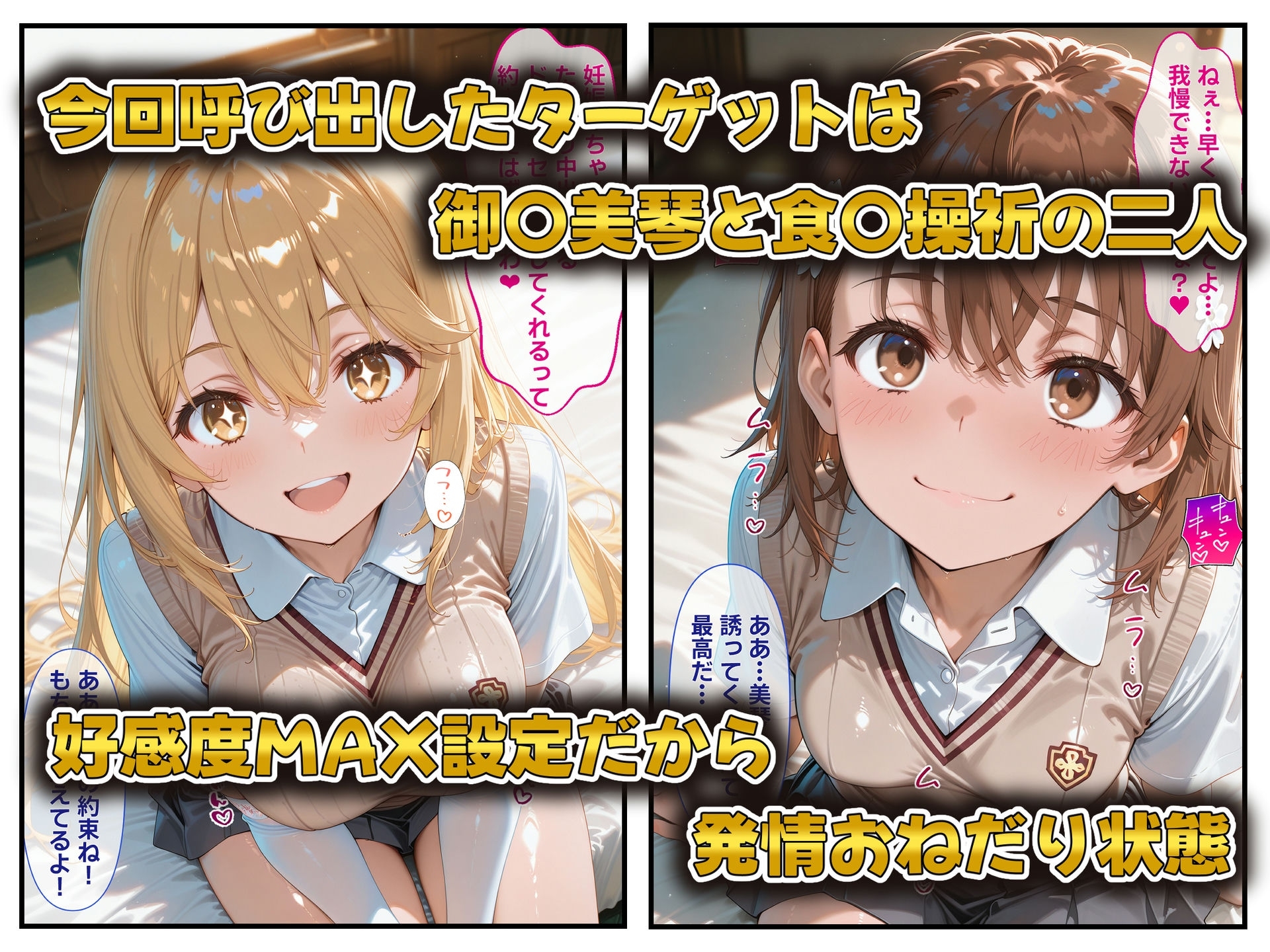 発情した淫乱ヒロイン達を召喚できる裏サイトの話 御〇美琴・食〇操祈編2