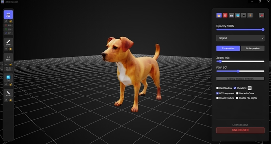犬モデル、および360度レンダリング画像、ファイル数900枚、3Dビューワーソフト同梱