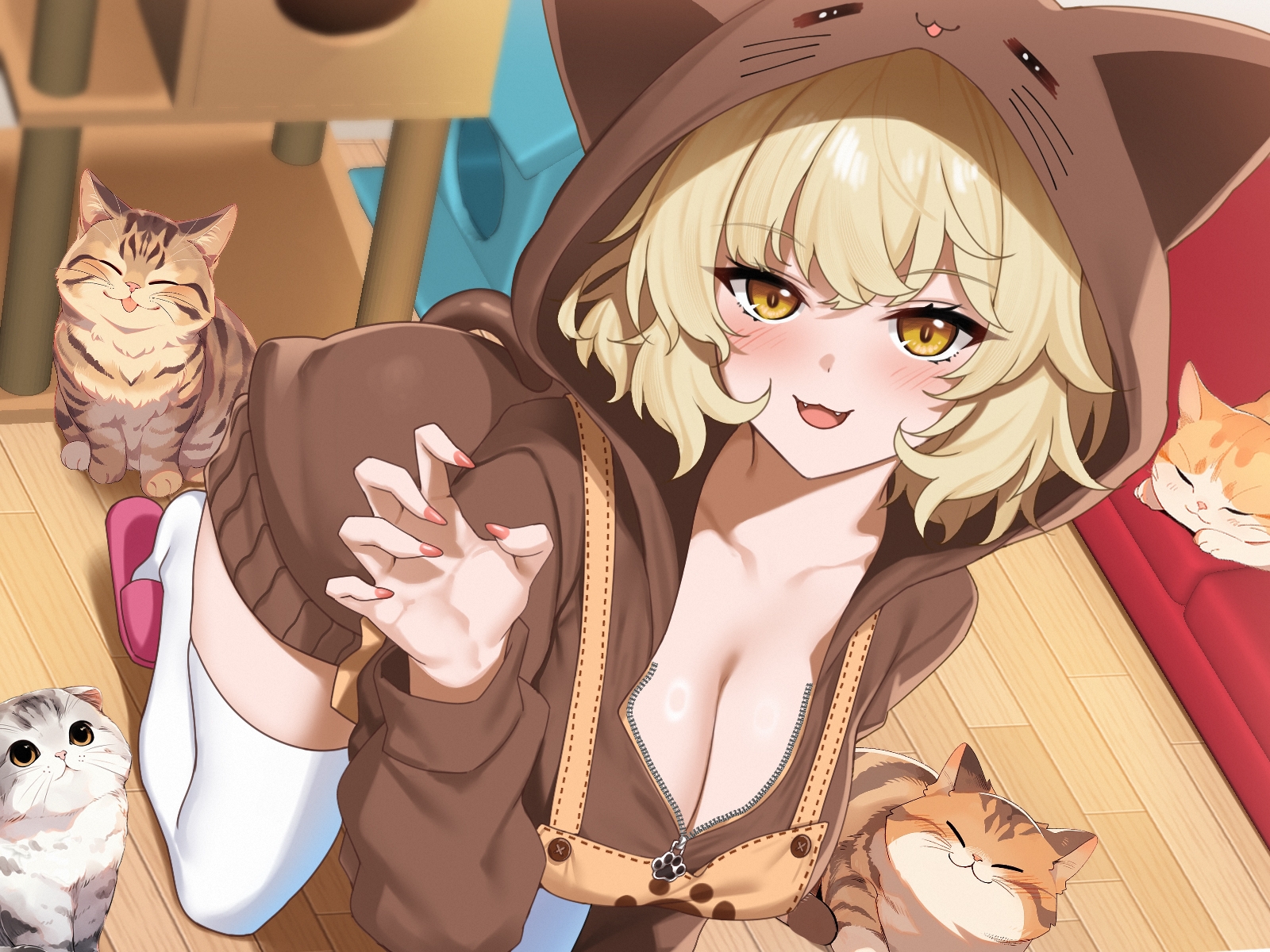 あざと可愛い猫カフェ店員のあまいちゃ中出しおねだり「おちんちんペロペロ気持ちいいかにゃ～?♡」 画像3