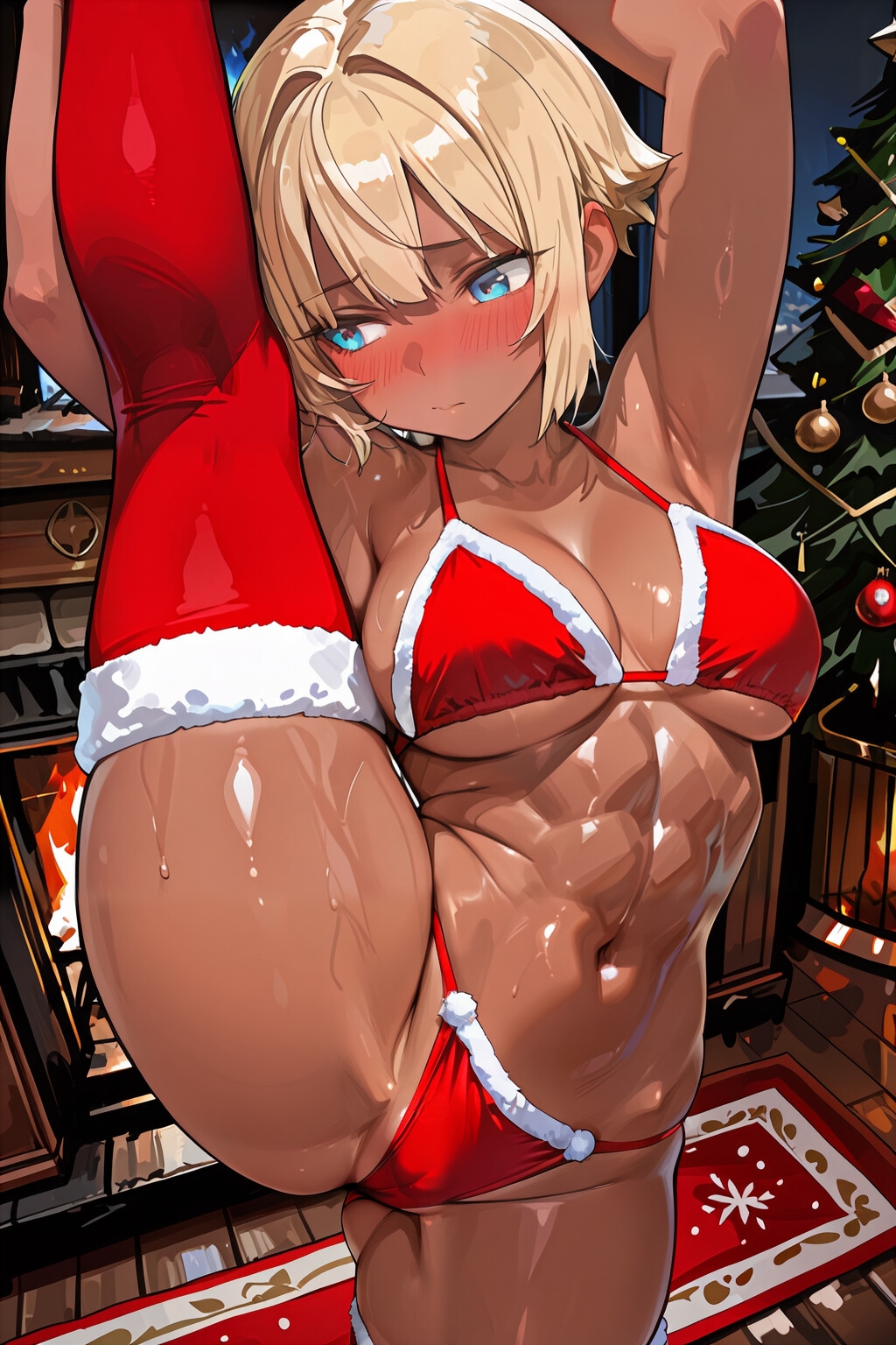 ブロンフォショートのサンタコスプレ_8