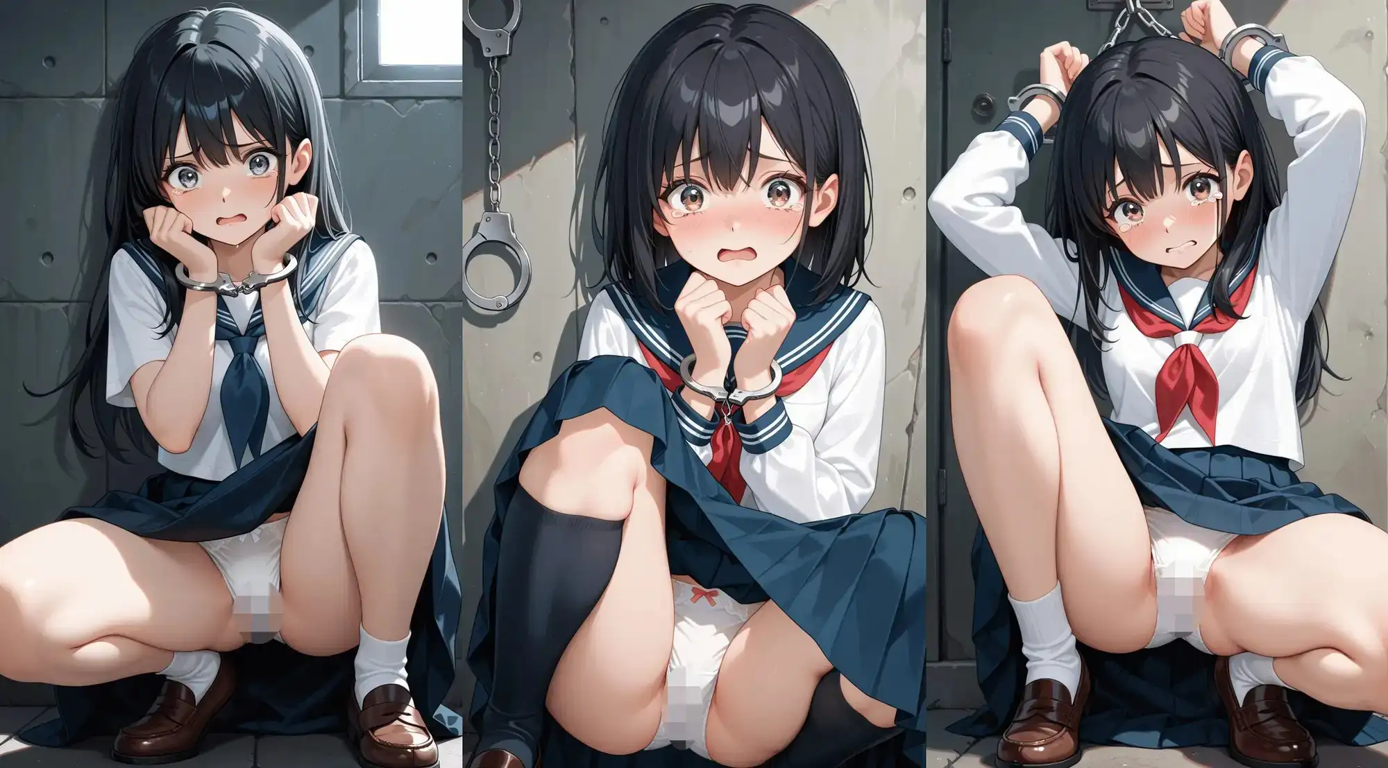 JK・J◯の手錠しゃがみパンチラ・脅迫に涙 サンプル画像 8