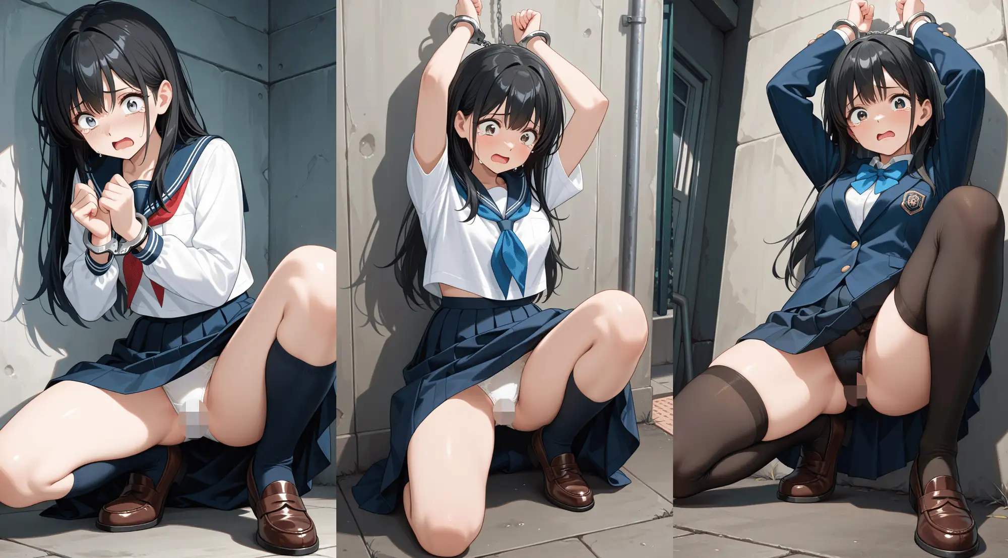 JK・J◯の手錠しゃがみパンチラ・脅迫に涙 サンプル画像 9