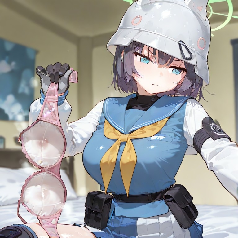 【ブルアカ】むわっむわ！蒸れたブラを見せてくれる生徒達！【ブラジャーとパンティ、たわわなおっぱい】_7