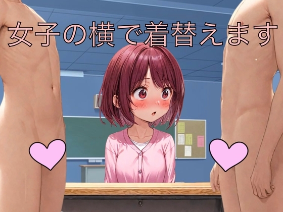 女子の横で着替えます