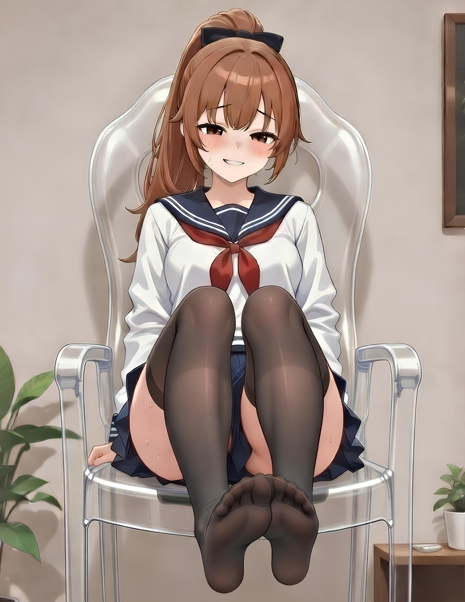 ニーソ足裏で乳首責めだけしてくれる現役JKリフレ 画像1