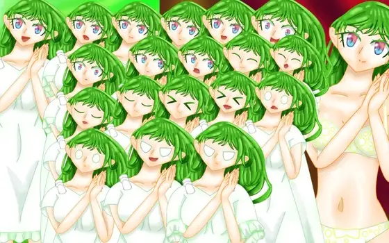 立ち絵素材36表情差分20種全裸衣装差分6つき白ドレス緑髪の女の子
