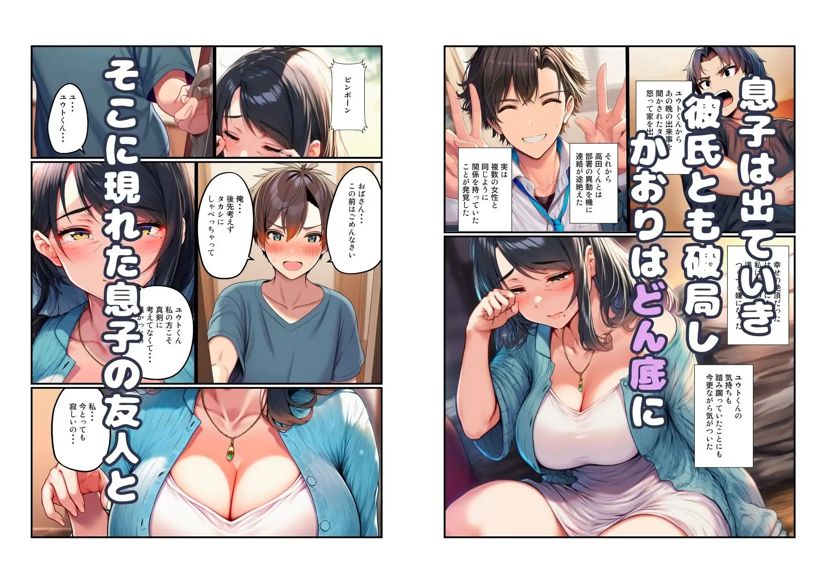 オナニー覗かれシンママ（48）が息子の友人と中出しセックス サンプル画像 9