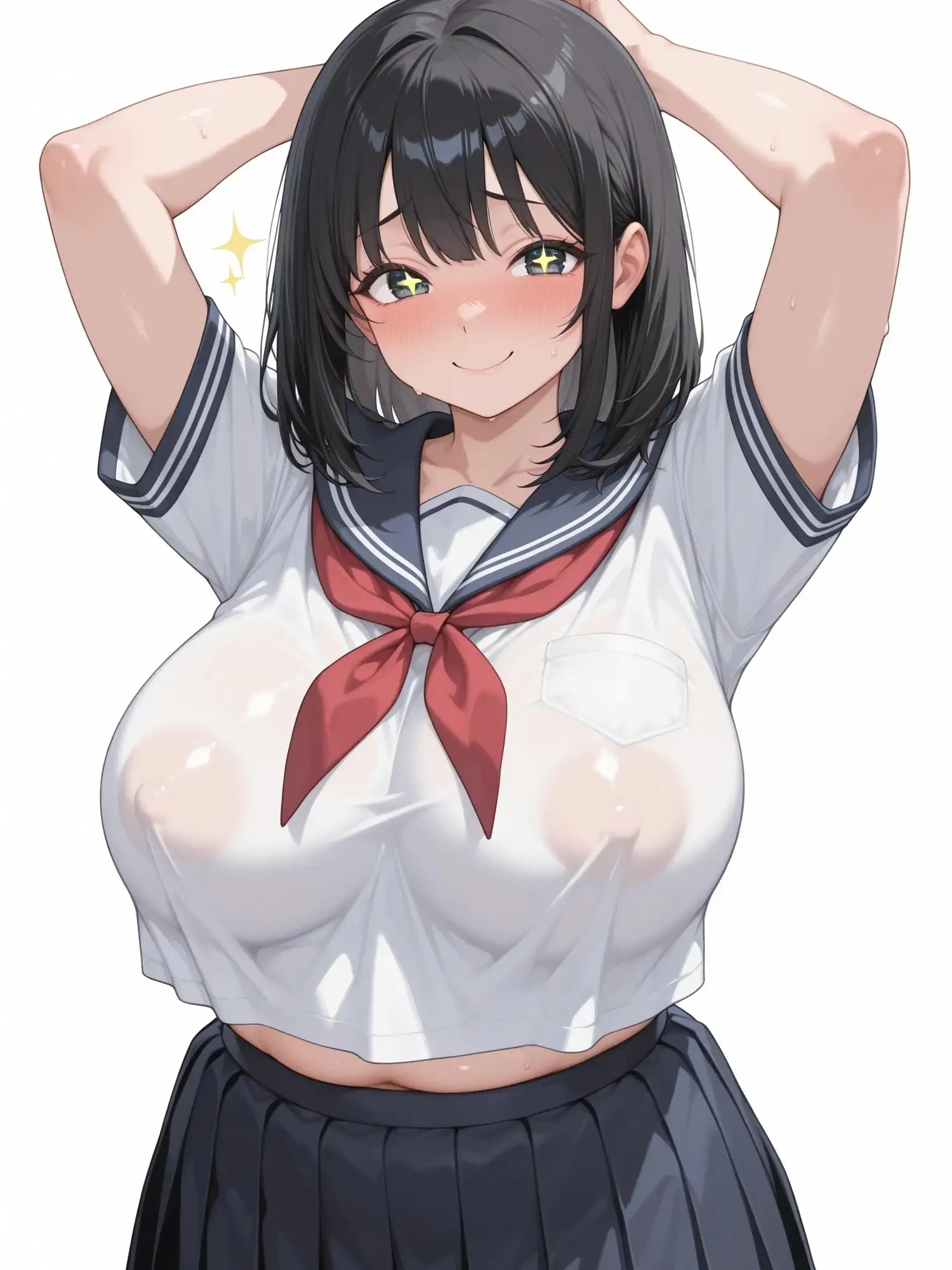 黒髪爆乳制服美女と主観ハメ撮りAIイラスト集 サンプル画像 2