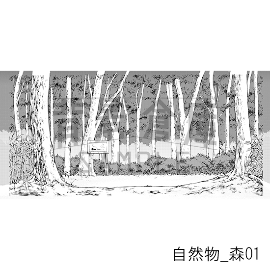 【トーンつき背景】自然物_背景素材集1(森)