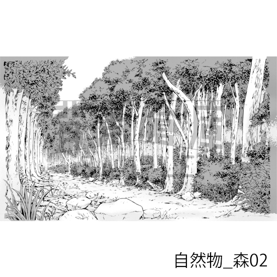 【トーンつき背景】自然物_背景素材集1(森)