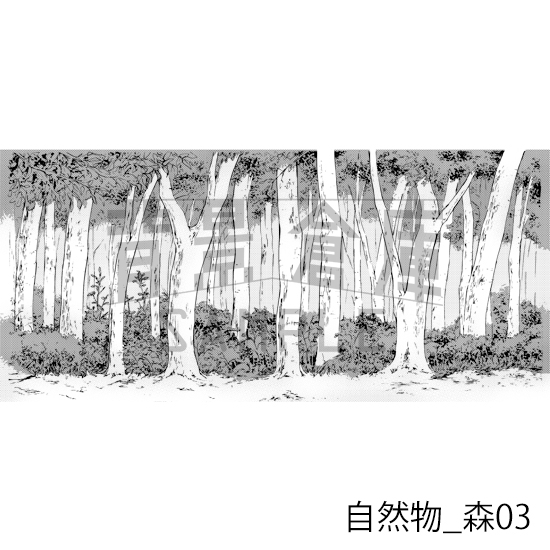 【トーンつき背景】自然物_背景素材集1(森)