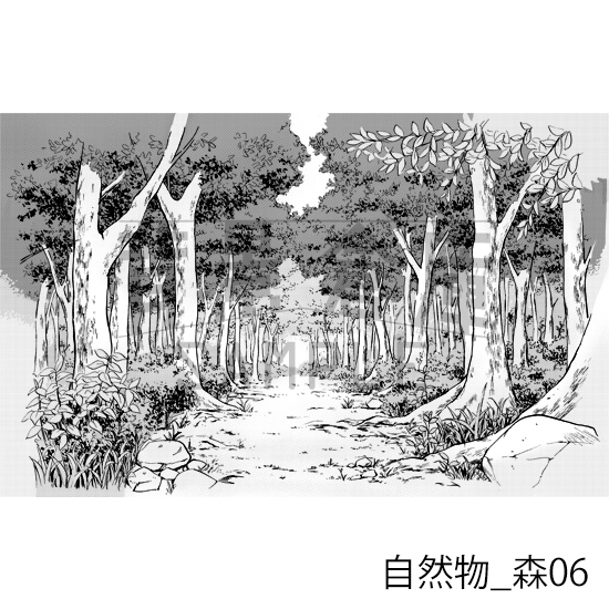 【トーンつき背景】自然物_背景素材集3(森)