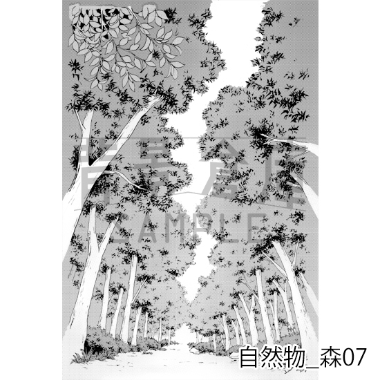 【トーンつき背景】自然物_背景素材集3(森)