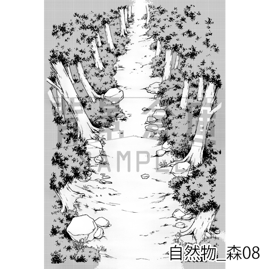 【トーンつき背景】自然物_背景素材集3(森)