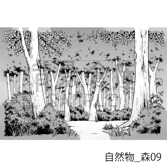 【トーンつき背景】自然物_背景素材集3(森)
