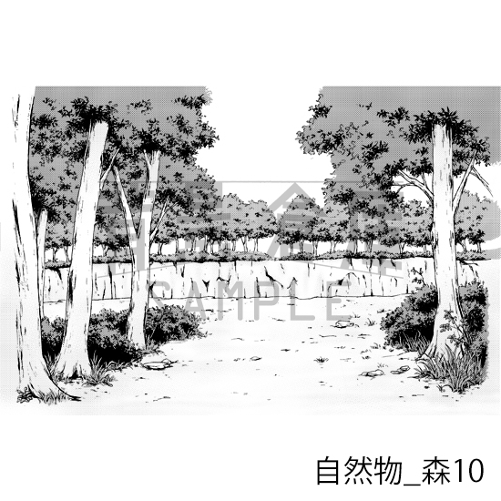 【トーンつき背景】自然物_背景素材集3(森)