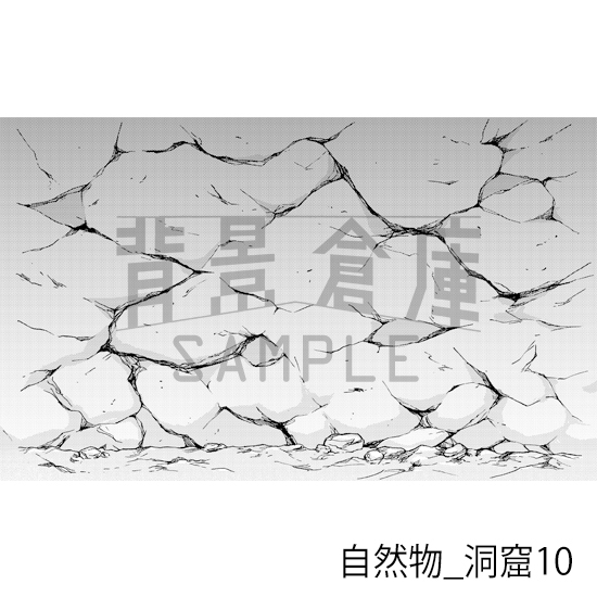 【トーンつき背景】自然物_背景素材集7(洞窟)