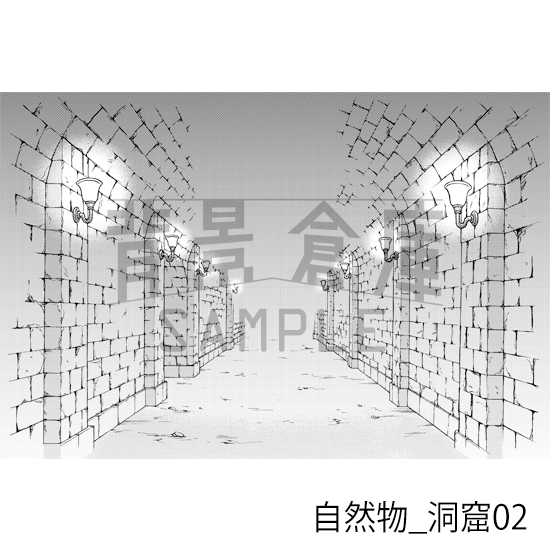 【トーンつき背景】自然物_背景素材集7(洞窟)