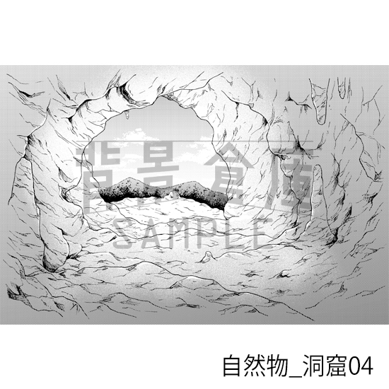 【トーンつき背景】自然物_背景素材集7(洞窟)