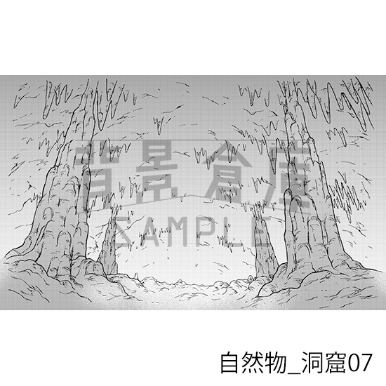 【トーンつき背景】自然物_背景素材集7(洞窟)