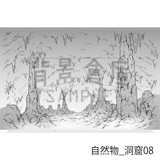 【トーンつき背景】自然物_背景素材集7(洞窟)