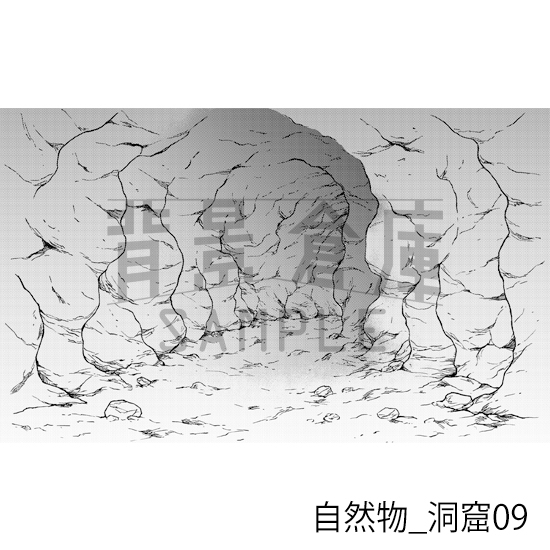 【トーンつき背景】自然物_背景素材集7(洞窟)
