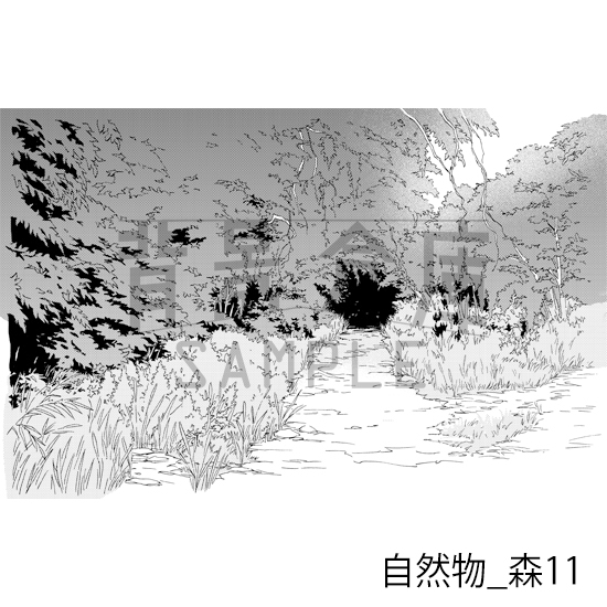 【トーンつき背景】自然物_背景素材集9(森)